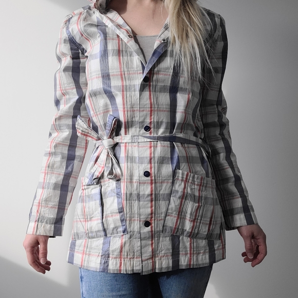 SOLD - Harajuku Lovers Plaid Raincoat Sz Small - Picture 2 of 7